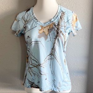 Mossy Oak Blue V-Neck Woman’s Hunting Shirt